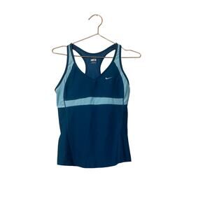 Nike blue razorback tank top with built in bra size medium fit dry